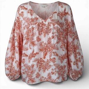 Macaron Orange Floral Peasant Blouse – Size Estimated M/L